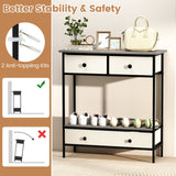 Farmhouse Console Table with Open Storage Shelf for Hallway-Gray