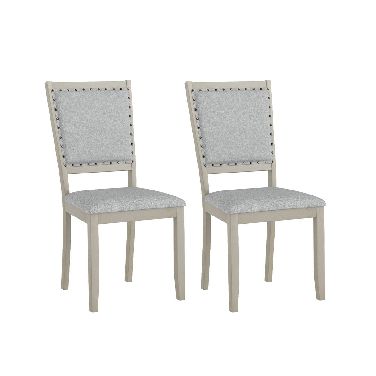 Juego de 2 sillas de comedor de granja con tapicería de tela para cocina - Gris