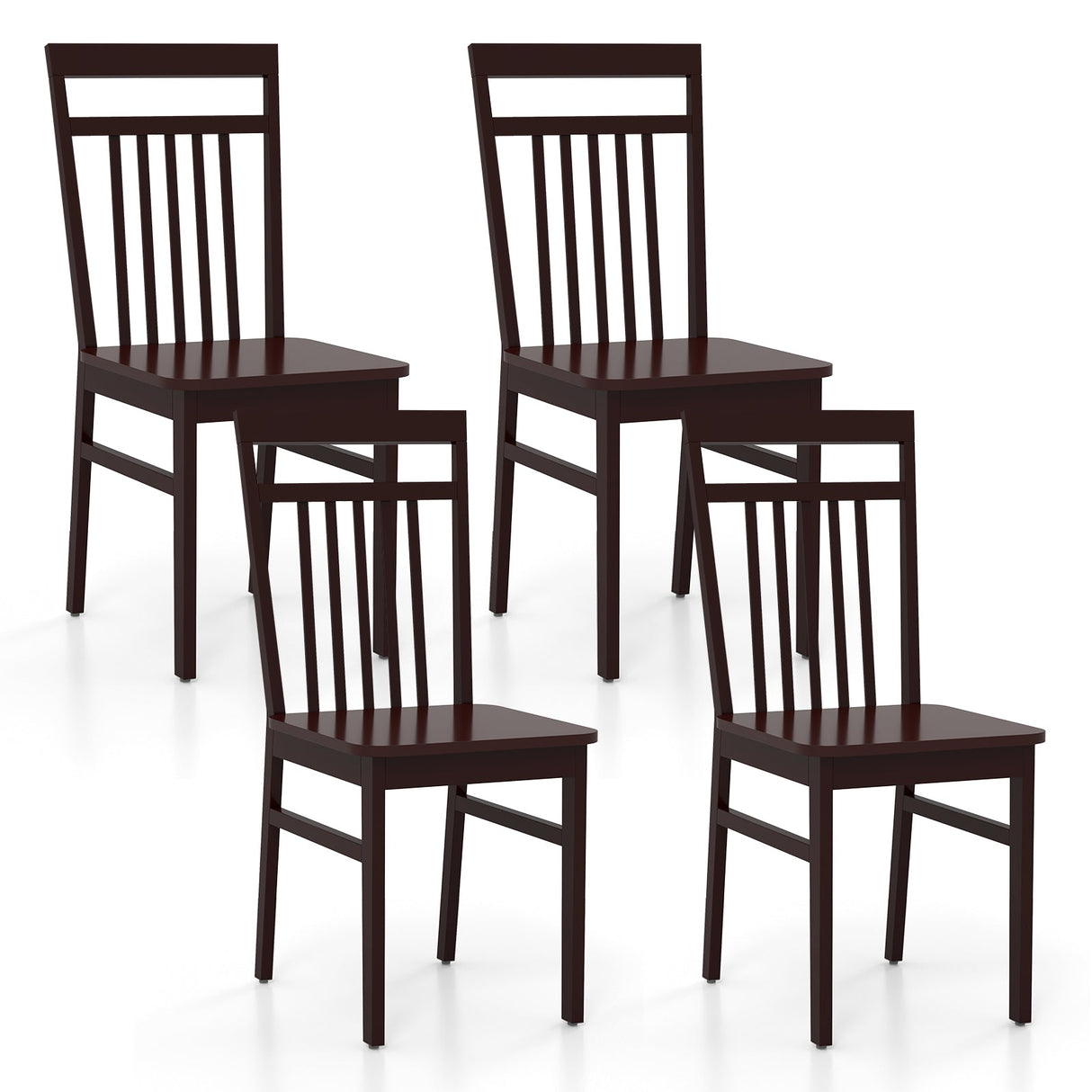 Juego de 2 sillas de comedor rústicas con respaldo alto inclinado