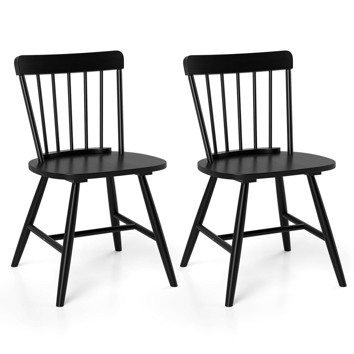 Juego de 2 sillas de cocina de granja con estructura de madera de caucho