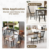 Farmhouse Solid Rubber Wood Dining Chairs Set of 2 with PE Rattan Seats-Black