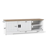 Farmhouse TV Stand for TVs up to 65 Inch with Sliding Doors and Storage Cabinets-White