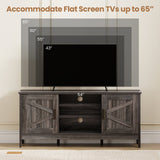 Mueble para TV de estilo rústico para televisores de hasta 65 pulgadas, centro de entretenimiento con 2 armarios de almacenamiento - Gris