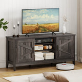 Mueble para TV de estilo rústico para televisores de hasta 65 pulgadas, centro de entretenimiento con 2 armarios de almacenamiento - Gris