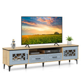 Mueble de TV estilo rústico para televisores de hasta 80 pulgadas con 2 cajones