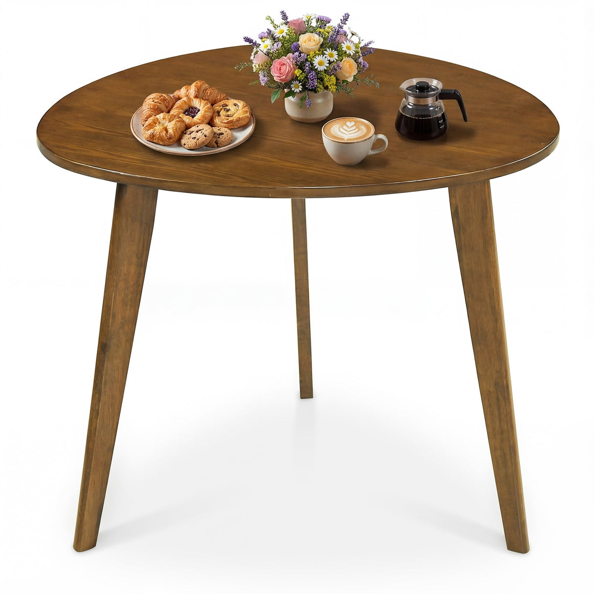 Mesa de comedor redonda de madera estilo rústico para 4-Nogal
