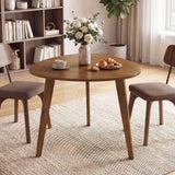 Mesa de comedor redonda de madera estilo rústico para 4-Nogal