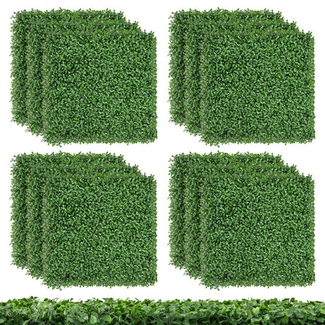 12 piezas de paneles de pared de boj artificial de 20 x 20 pulgadas con ramas insertables