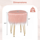 Faux Fur Vanity Stool Chair with Metal Legs for Bedroom and Living Room