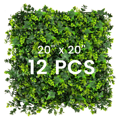12 piezas de paneles de follaje artificial de 20 x 20 pulgadas con ramas insertables