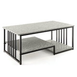 Mesa de centro de imitación mármol con estante de almacenamiento abierto - Gris