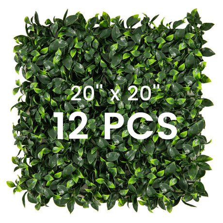 12 Paneles de Setos de Arbustos de Gardenias Artificiales de 20 x 20 Pulgadas