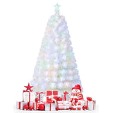 6/7 Feet Pre-Lit Fiber Optic White Snow-Flocked Artificial Christmas Tree