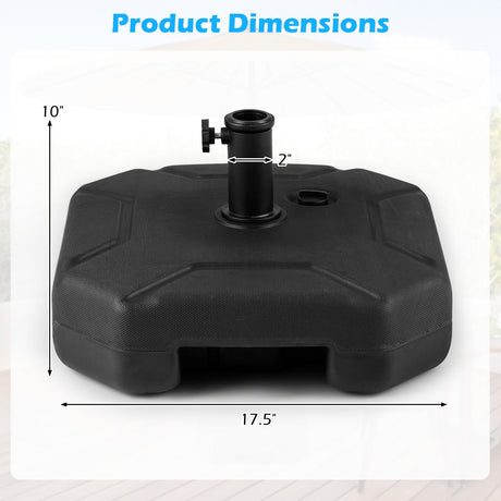 Base para sombrilla rellenable de 17 pulgadas y 88 libras de alta resistencia con asa