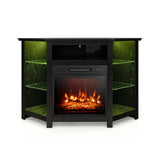 Mueble para TV de esquina con chimenea, luces LED y control por aplicación inteligente para televisores de 50 pulgadas