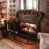 Pantalla de chimenea de 59.5 x 32.5 pulgadas con diseño floral - Negro