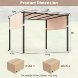 10 x 10 ft Flat Top Pergola with Retractable Canopy for Garden Pool Porch and Backyard