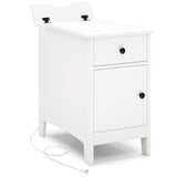 Mesa Auxiliar Elevable con Estación de Carga Puertos USB Enchufes y Cajón
