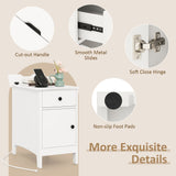 Mesa Auxiliar Elevable con Estación de Carga Puertos USB Enchufes y Cajón