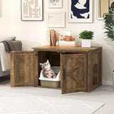 Mueble arenero oculto con tapa abatible, puertas dobles de granero y divisor extraíble