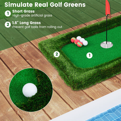 37.5 x 25.5 pulgadas alfombrilla flotante de golf para piscina con chipping green