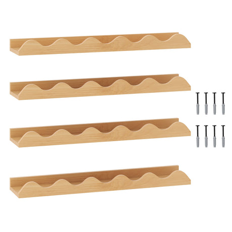 Juego de 4 estantes de pared para libros infantiles de 24 pulgadas - repisa para cuadros - Natural