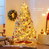 Árbol de Navidad preiluminado de 4.5/6/7 pies con nieve y luces LED cálidas