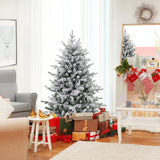 Árbol de Navidad floculante de 7 pies con 8 modos de iluminación y luces LED multicolor