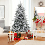 Árbol de Navidad floculante de 7 pies con 8 modos de iluminación y luces LED multicolor
