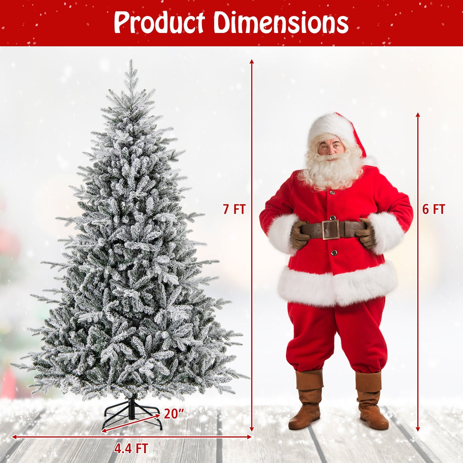 Árbol de Navidad floculante de 7 pies con 8 modos de iluminación y luces LED multicolor