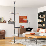 Árbol para gatos de piso a techo con altura ajustable de 93 a 107 pulgadas - Gris