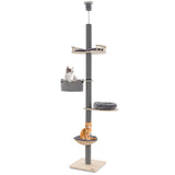 Árbol para gatos de piso a techo con altura ajustable de 93 a 107 pulgadas - Gris