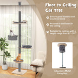 Árbol para gatos de piso a techo con altura ajustable de 93 a 107 pulgadas - Gris