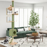 Árbol para gatos de suelo a techo con altura ajustable de 86 a 99.5 pulgadas y poste extra - Verde