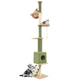 Árbol para gatos de suelo a techo con altura ajustable de 86 a 99.5 pulgadas y poste extra - Verde