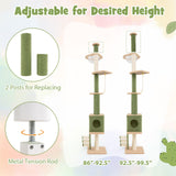 Árbol para gatos de suelo a techo con altura ajustable de 86 a 99.5 pulgadas y poste extra - Verde