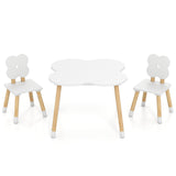 Flower-shaped Kids Table Set with Solid Pine Wood Legs