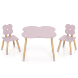 Flower-shaped Kids Table Set with Solid Pine Wood Legs