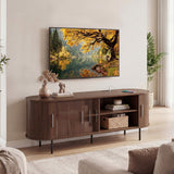 Fluted TV Stand for TVs up to 60" Mid Century Curved Entertainment Center