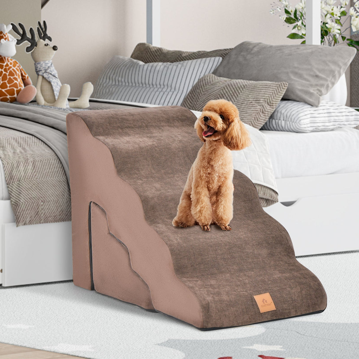 Juego de escaleras de espuma para mascotas de 22 y 11 pulgadas con rampas para perros de 5 y 3 niveles
