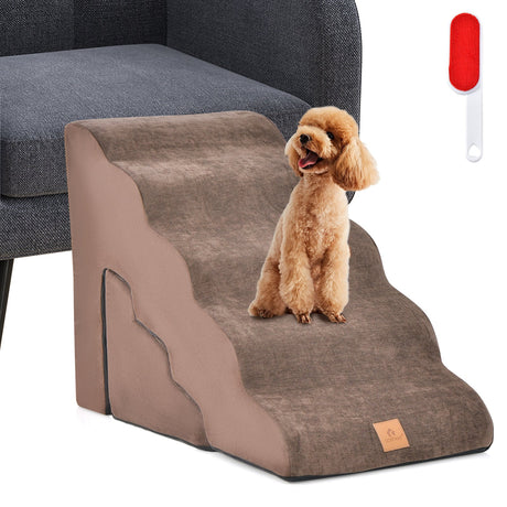 Juego de escaleras de espuma para mascotas de 22 y 11 pulgadas con rampas para perros de 5 y 3 niveles