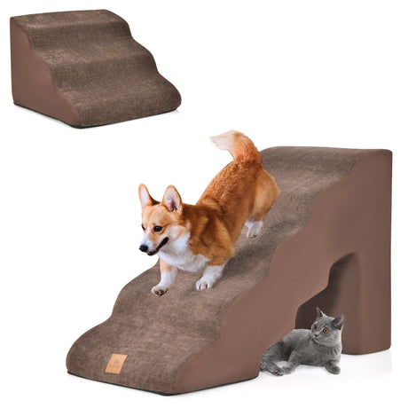Juego de escaleras de espuma para mascotas de 22 y 11 pulgadas con rampas para perros de 5 y 3 niveles