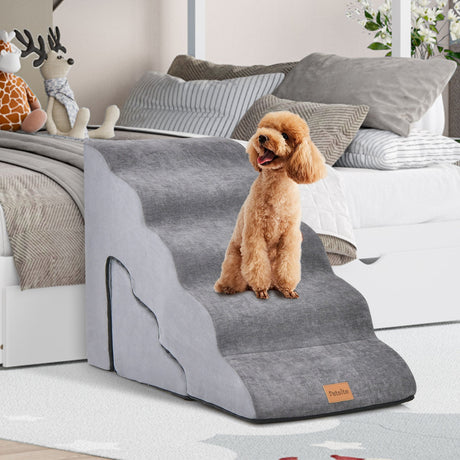 Juego de escaleras de espuma para mascotas de 22 y 11 pulgadas con rampas para perros de 5 y 3 niveles