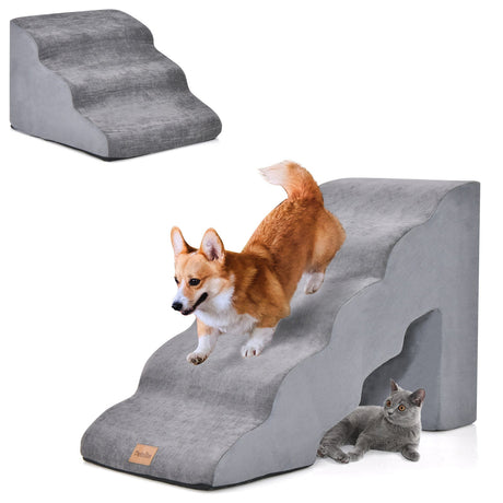 Juego de escaleras de espuma para mascotas de 22 y 11 pulgadas con rampas para perros de 5 y 3 niveles