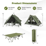 Tienda de campaña plegable para 2 personas con carpa emergente y bolsa portátil con ruedas - Verde