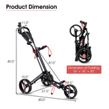 Carro de golf plegable de 3 ruedas con empuje y arrastre