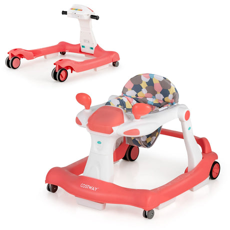 Andador de empuje de actividades 2 en 1 plegable con altura ajustable