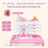 Foldable Baby Walker with 3 Adjustable Heights and Padded Seat