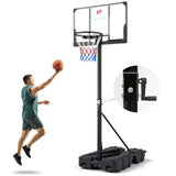 Canasta de Baloncesto Plegable de 2.30-3.05 m de Altura Ajustable sin Escalones con Tablero de PC