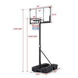 Canasta de Baloncesto Plegable de 2.30-3.05 m de Altura Ajustable sin Escalones con Tablero de PC